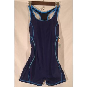 Beautyin Swimsuit Womens Boyleg One Piece Navy Unitard‎ Size Large NEW
